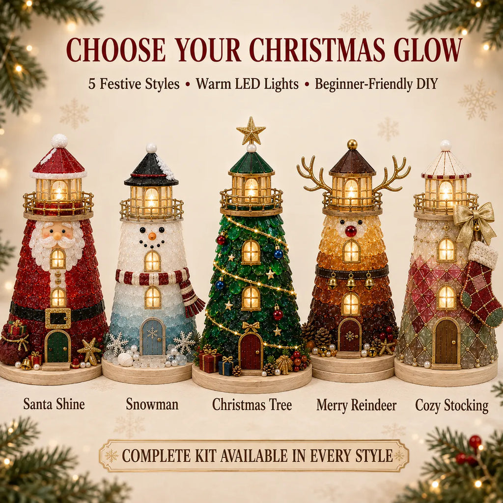 🎄 Beginner-Friendly DIY Light-Up Christmas Character Lighthouse Kit (Sea Glass Style)