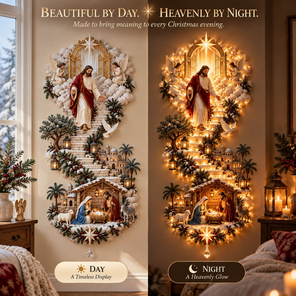 🔥Last 3 Days 49% OFF🎄✝️Jesus Heaven Light Christmas Wall Decor Holiday Keepsake