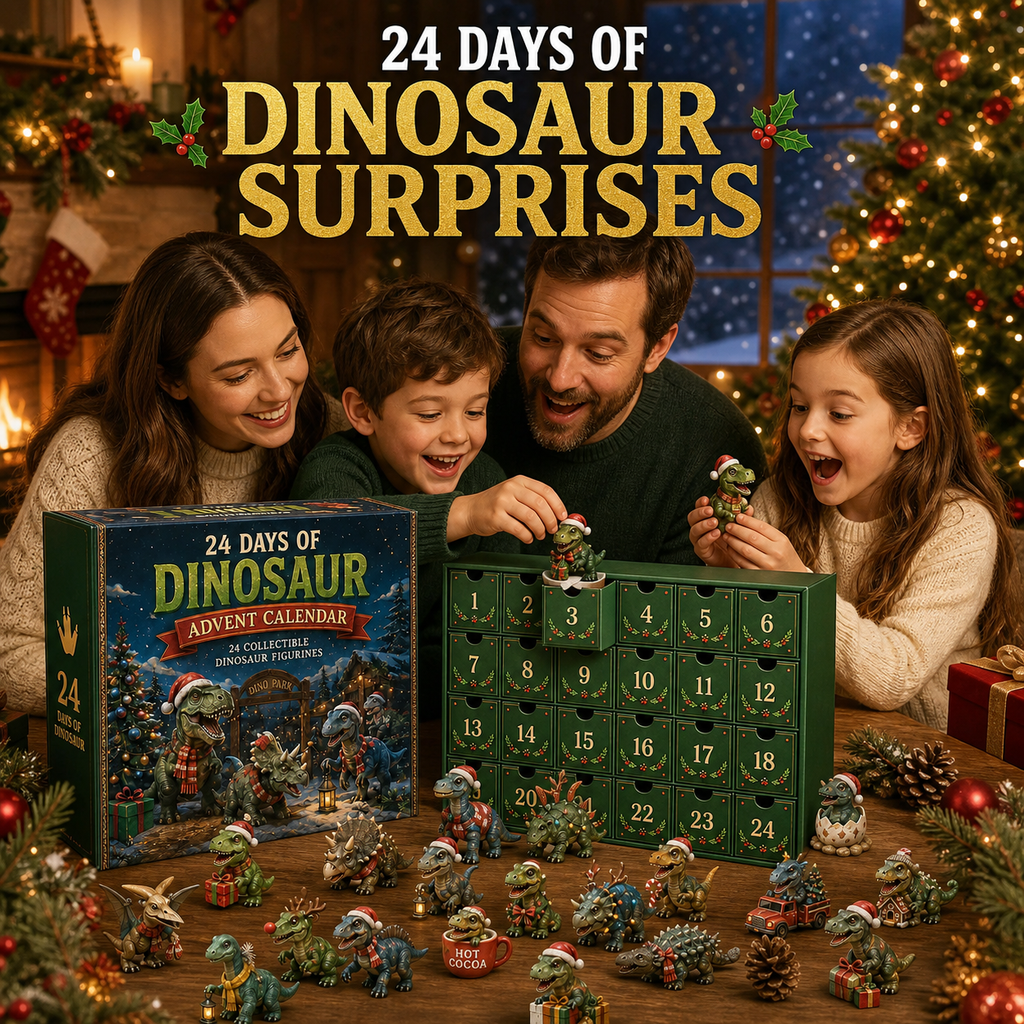 🦖24 Days of Dinosaur Christmas Advent Calendar – 24 Collectible Dino Figurines Holiday Surprises