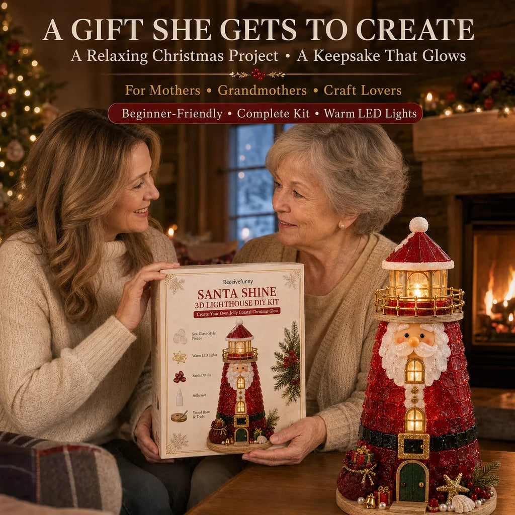 🎄 Beginner-Friendly DIY Light-Up Christmas Character Lighthouse Kit (Sea Glass Style)