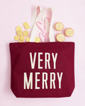Very Merry - Burgundy Canvas Tote Bag