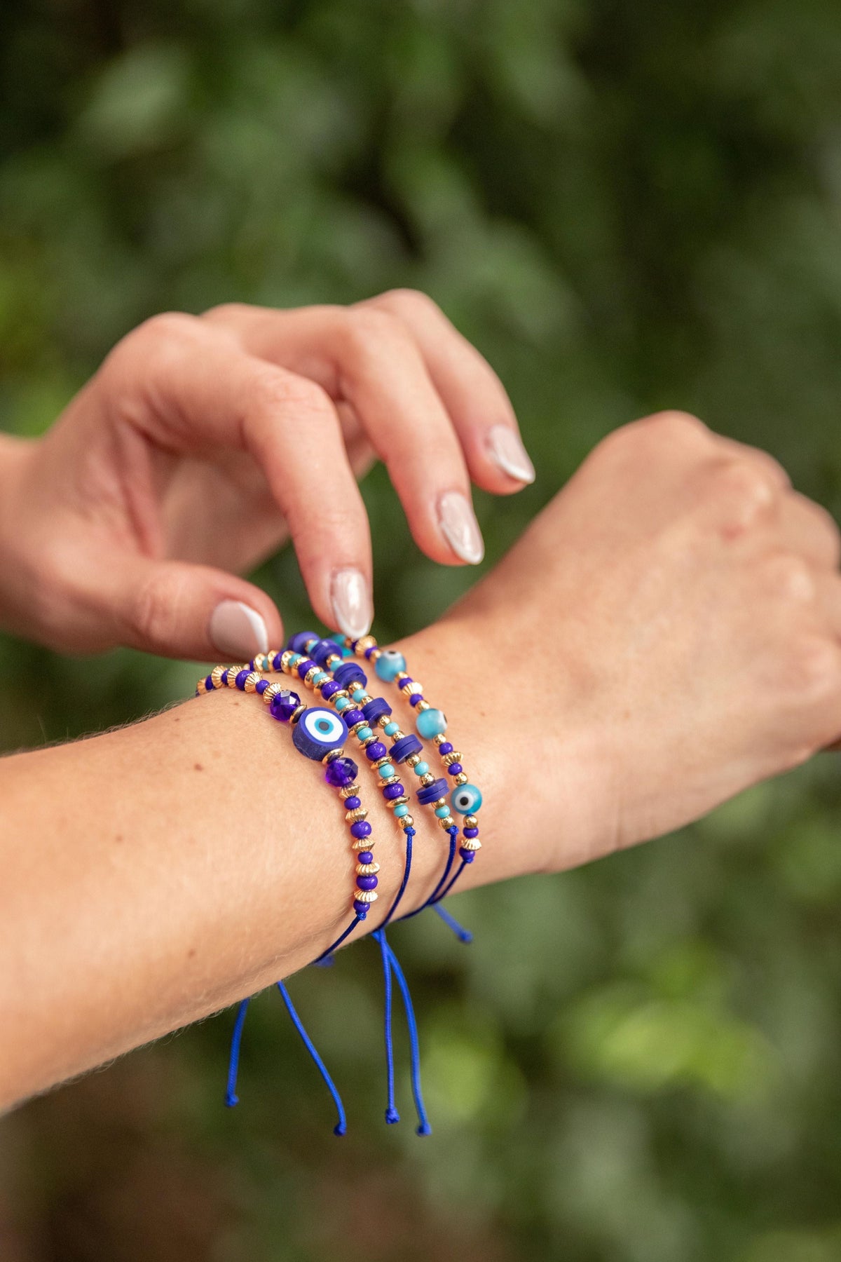 Blue Evil Eye Protection Bracelet Set (4 pcs)