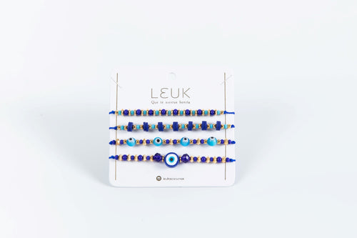 Blue Evil Eye Protection Bracelet Set (4 pcs)