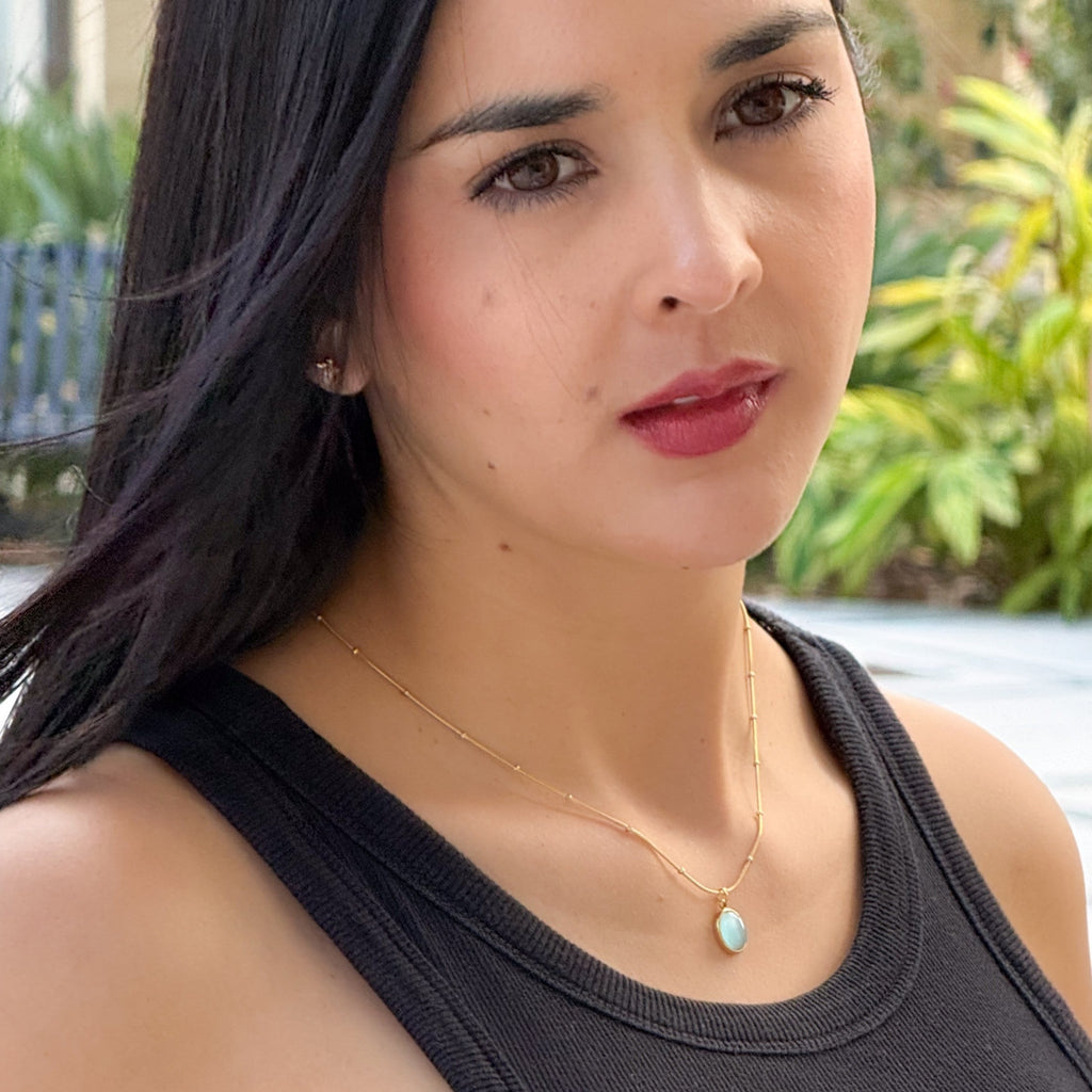 Oval Gemstone Necklace 💧✅