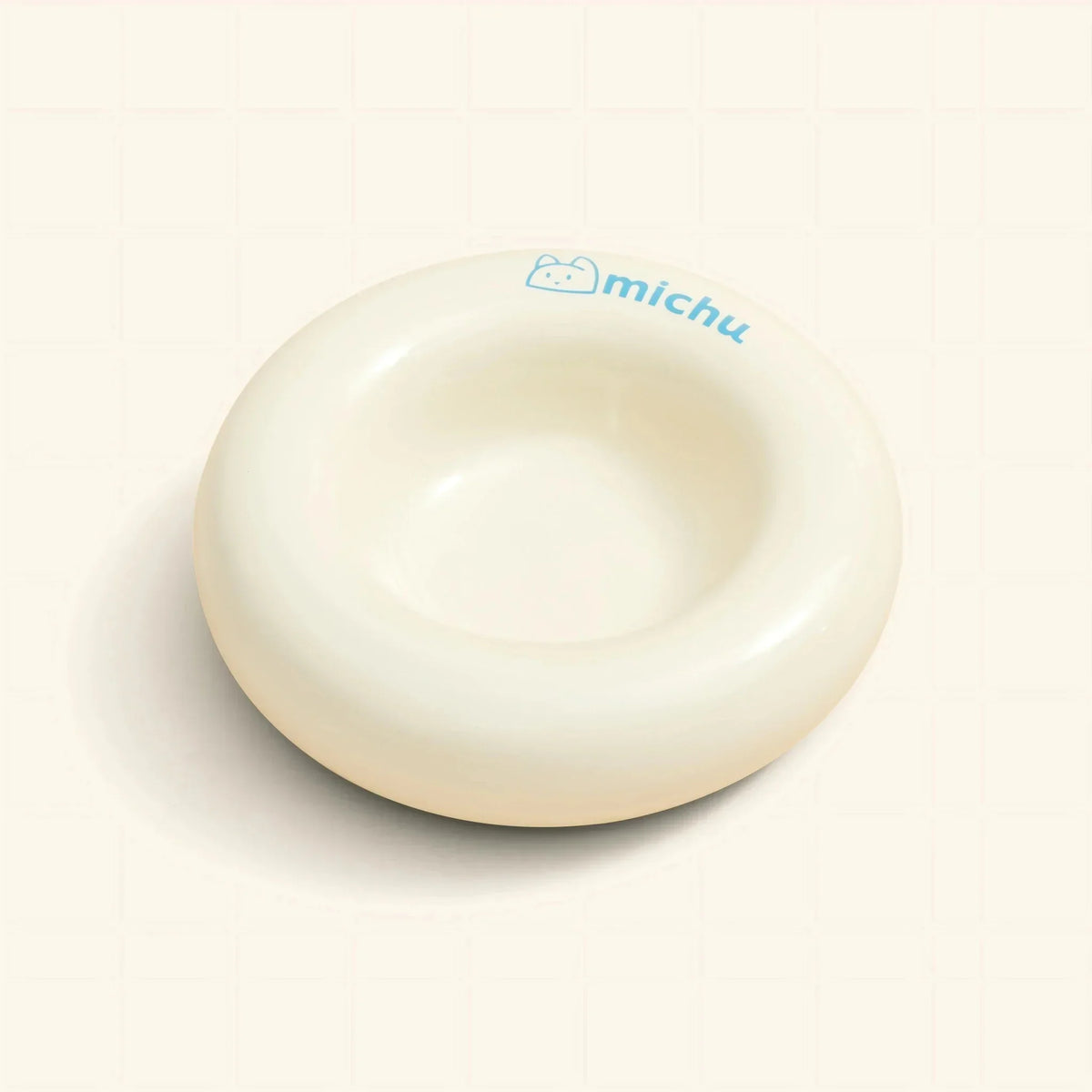 Bagel Ceramic Cat Bowl – Anti-Whisker Cat Food Bowl - Creme