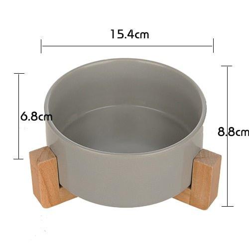 Ceramic Bowl with Wooden Stand in Yellow