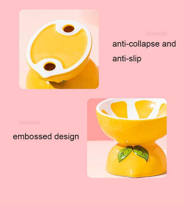 Ceramic Elevated Pet Food Bowl - Banana
