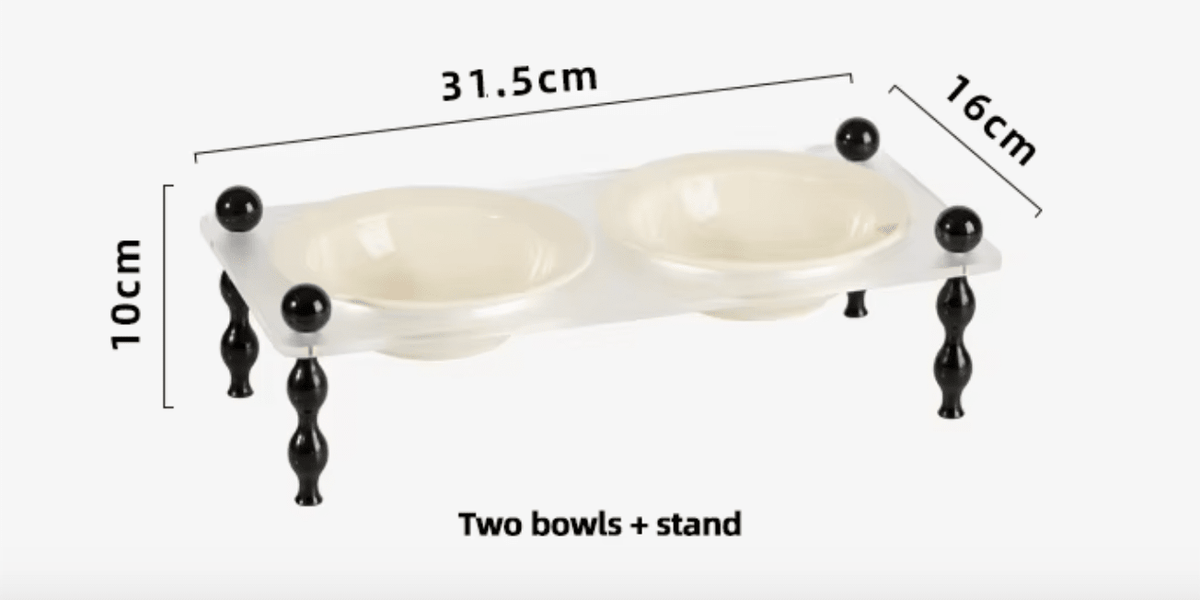 La Belle Raised Cat & Dog Bowl in Black & White