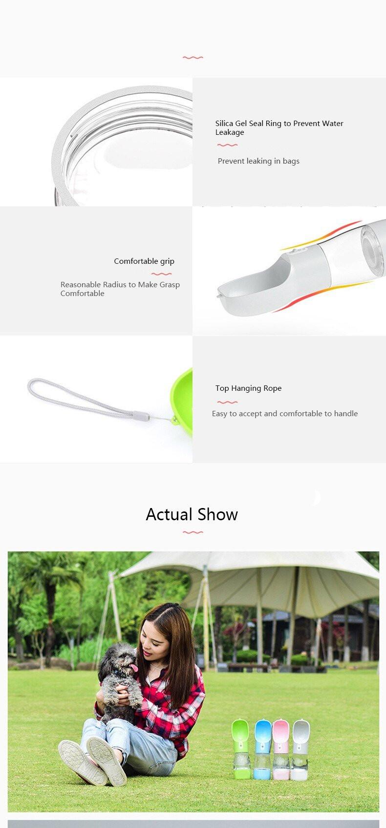 Portable Outdoor Pet Drinking and Feeding Bottle (3 Colours)